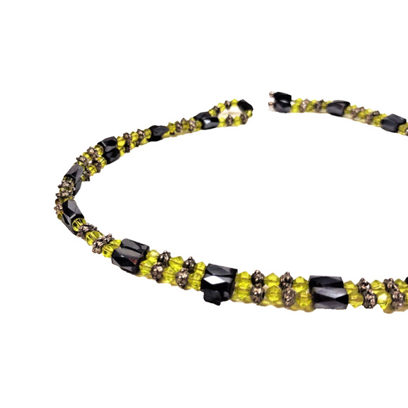 Vintage Hematite Magnetic Bracelet Necklace Black Silver Green Beads 36" Long - Picture 6 of 6